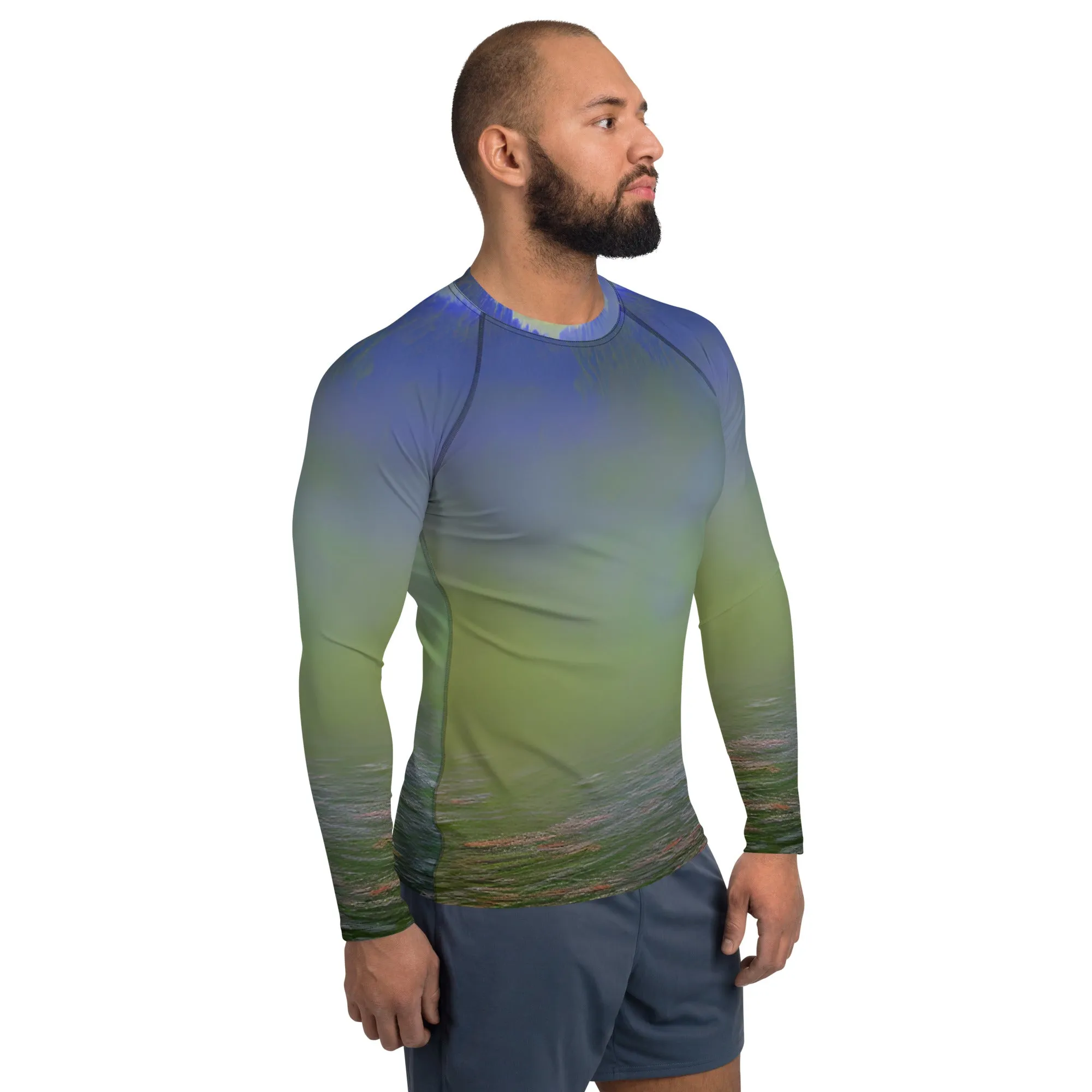 Vibrant Green Abstract Men's Rash Guard - Perfect Gift for Him