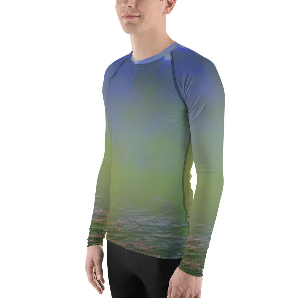 Vibrant Green Abstract Men's Rash Guard - Perfect Gift for Him