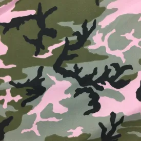 Water repellent, sanded microfiber Polyester Fabric - Pink Woodland Camo (Sold per Yard)