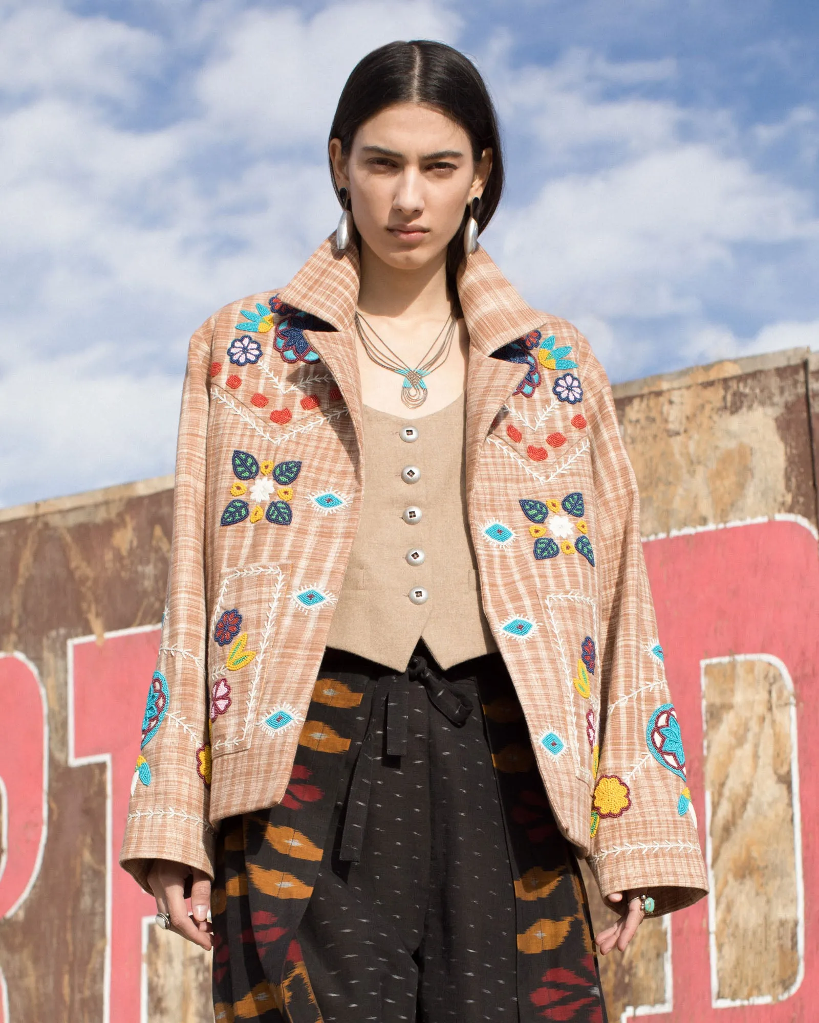 Western Tan Embroidered Jacket