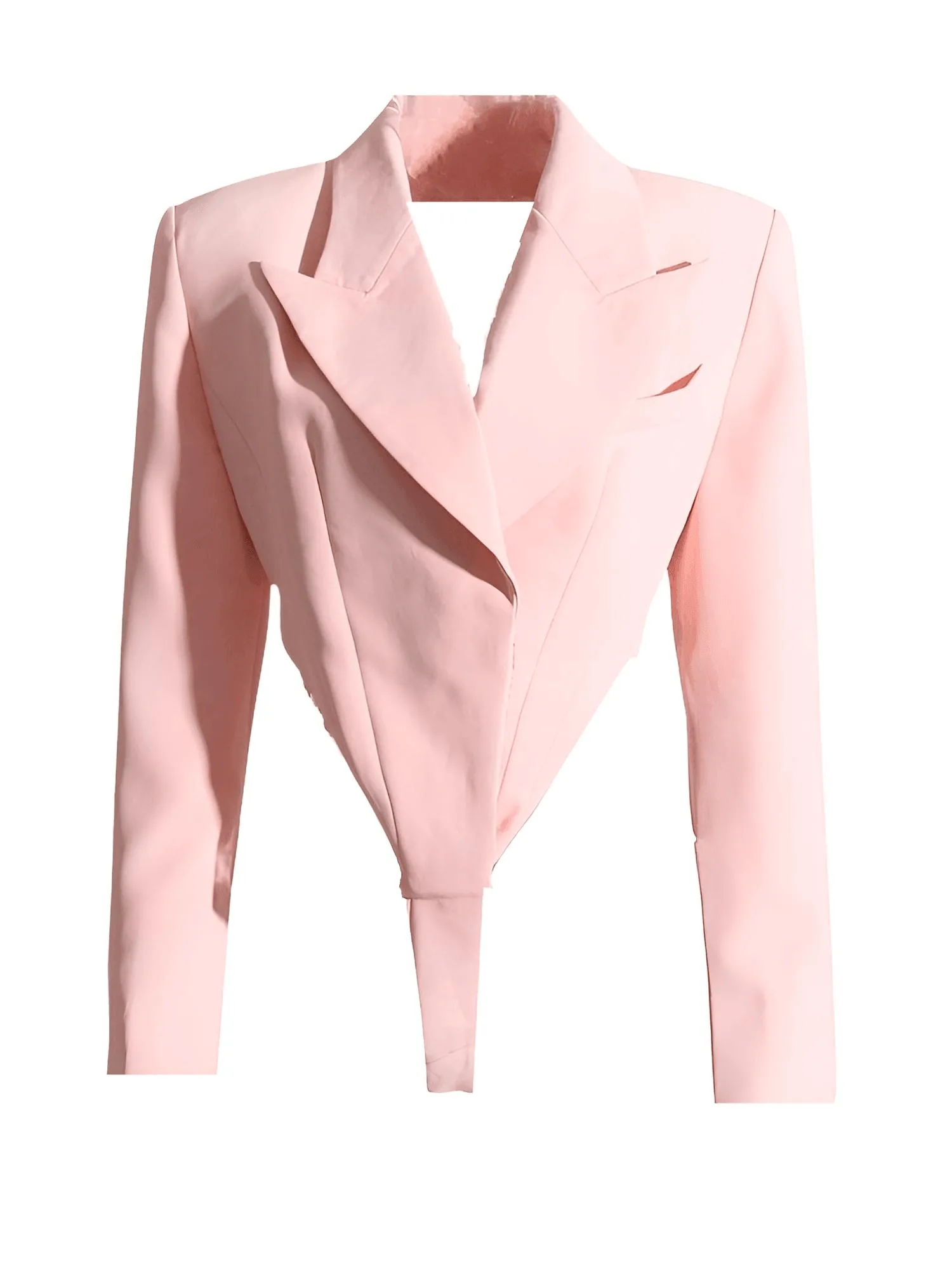 Women's Backless Pink Blazer Bodysuit